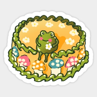 Goblincore Aesthetic Stupid Cute Frog Birthday Cake -Happy Birthday Party - Mycology Fungi Shrooms Mushrooms Sticker